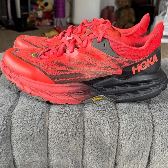 Hoka One One Speedgoat 5 Men's Running Shoes - Fiesta/Thyme -US 8D - Picture 4 of 11